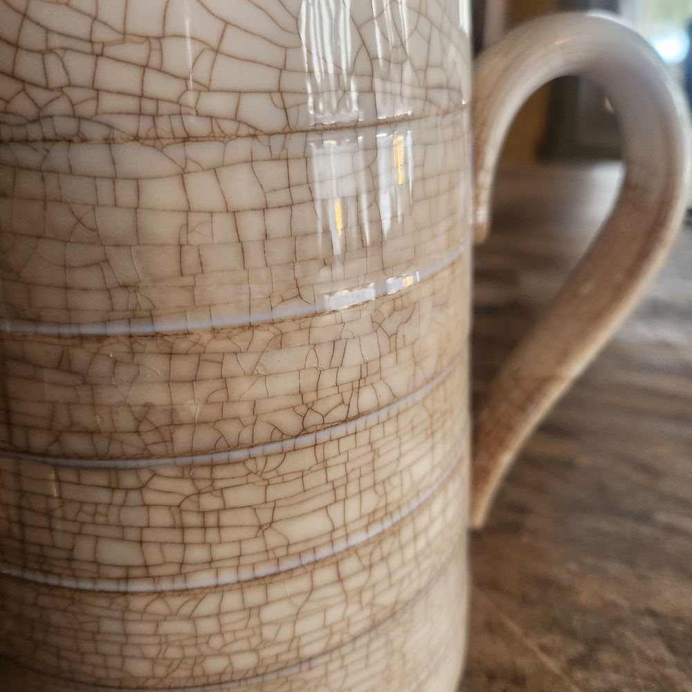 Elegant Cream Crackle Glaze Pitcher - Picture 6 of 7